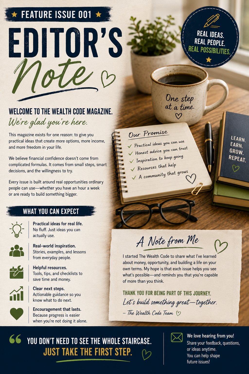 Editor's notebook and desk representing a personal reflection from Rich Abbott
