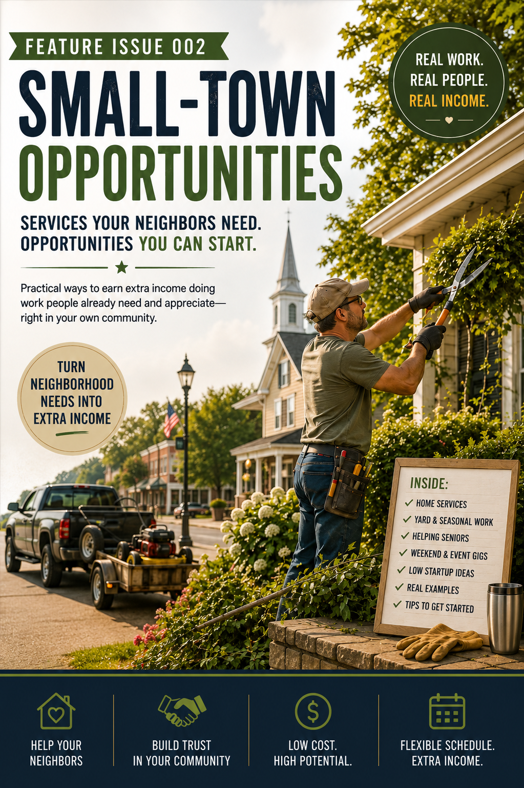 Magazine cover for Feature Issue 002, Small-Town Opportunities