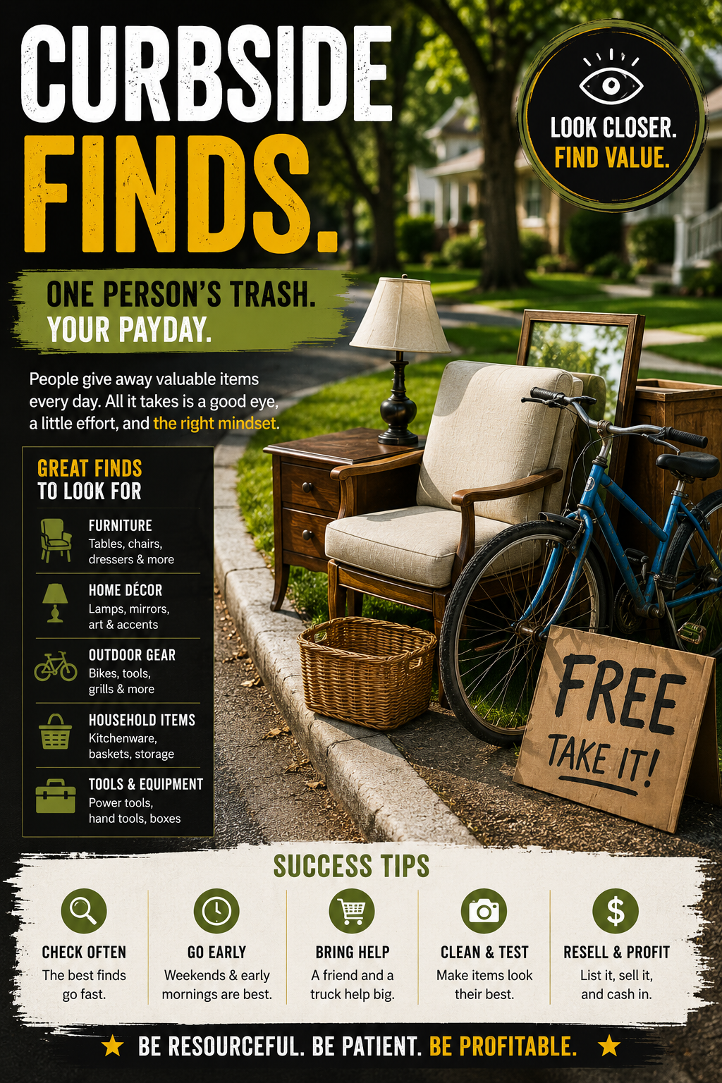Curbside finds being evaluated for possible cleaning, repair and resale