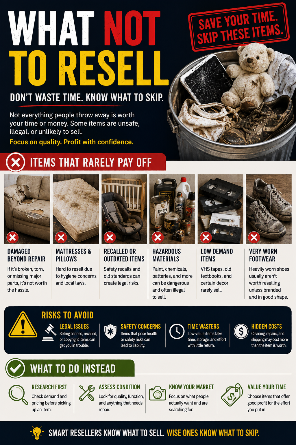 What not to resell including unsafe, damaged, recalled and low-value items